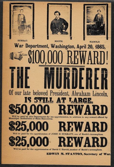 wanted poster of john wilkes booth|A rare wanted poster for John Wilkes Booth after he。